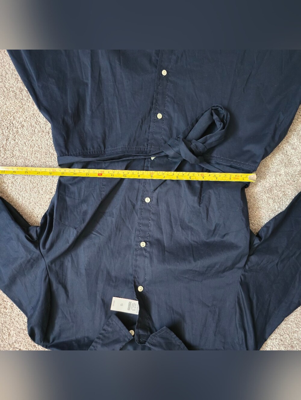 New Navy Talbots shirt dress crisp cotton poplin fabric Tie Belt Size Large - Picture 9 of 13